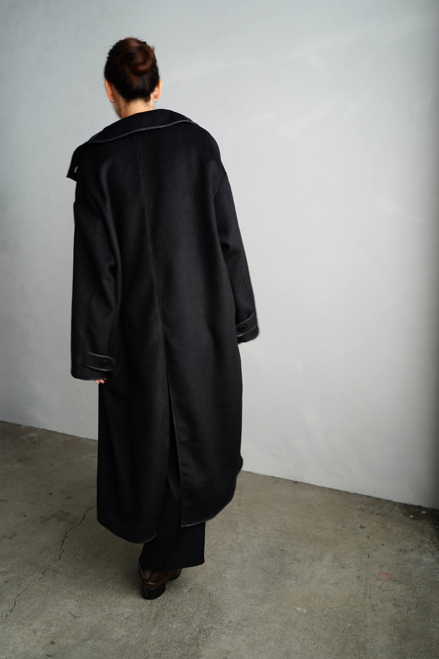 Piping Wool Coat / BLACK -11月上旬発送-