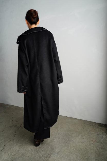 Piping Wool Coat / BLACK -11月上旬発送-