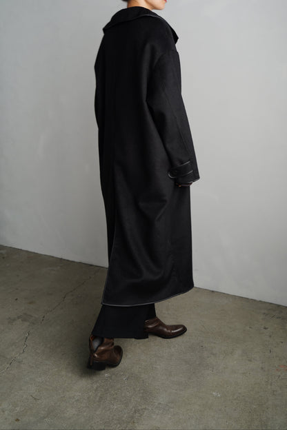 Piping Wool Coat / BLACK -11月上旬発送-