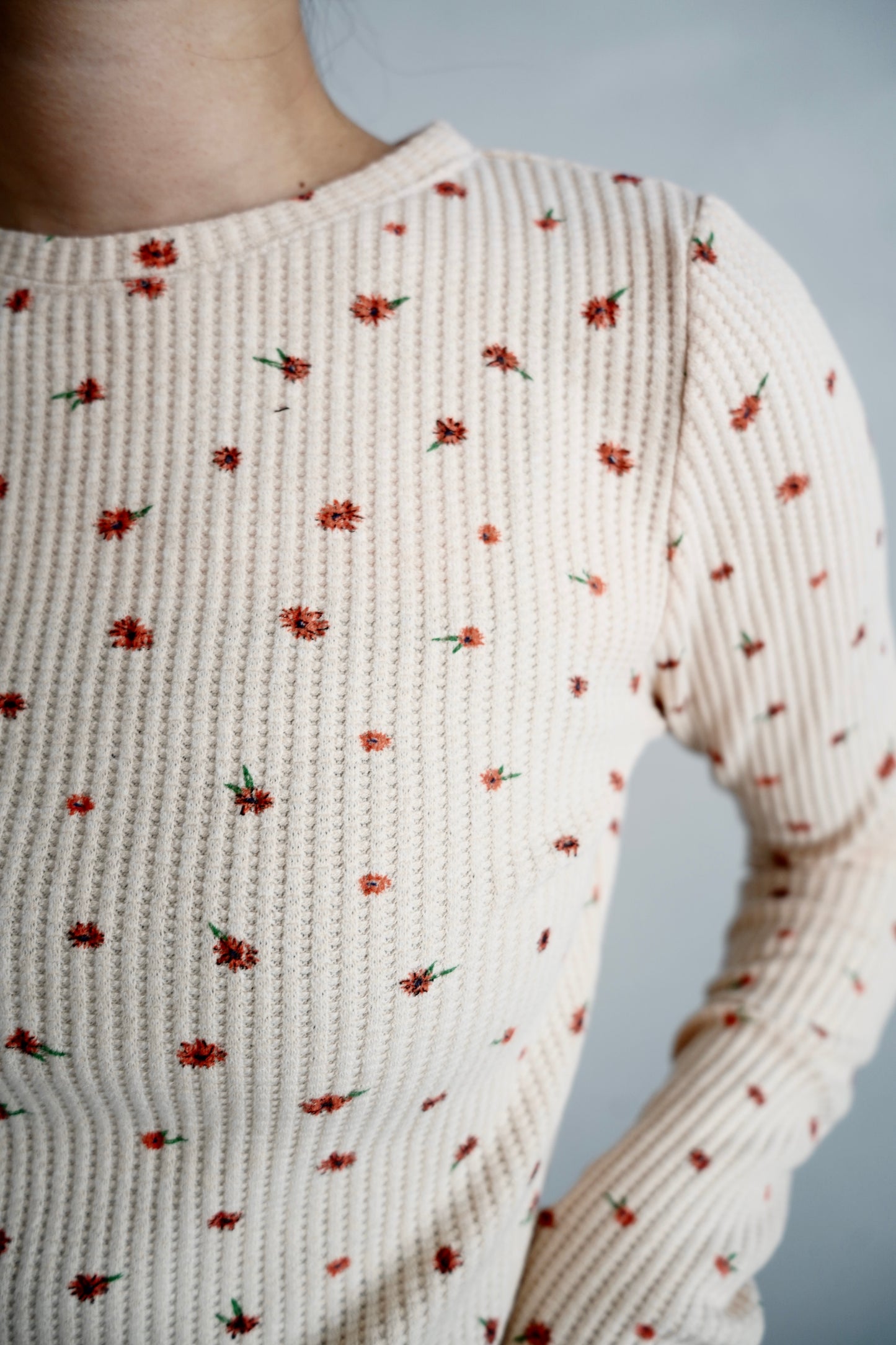Flower Thermal  Pullover / ORANGE -10月5-10日発送-
