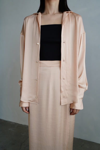 Open Collar Satin Shirts / SALMON -5月23-28日発送-