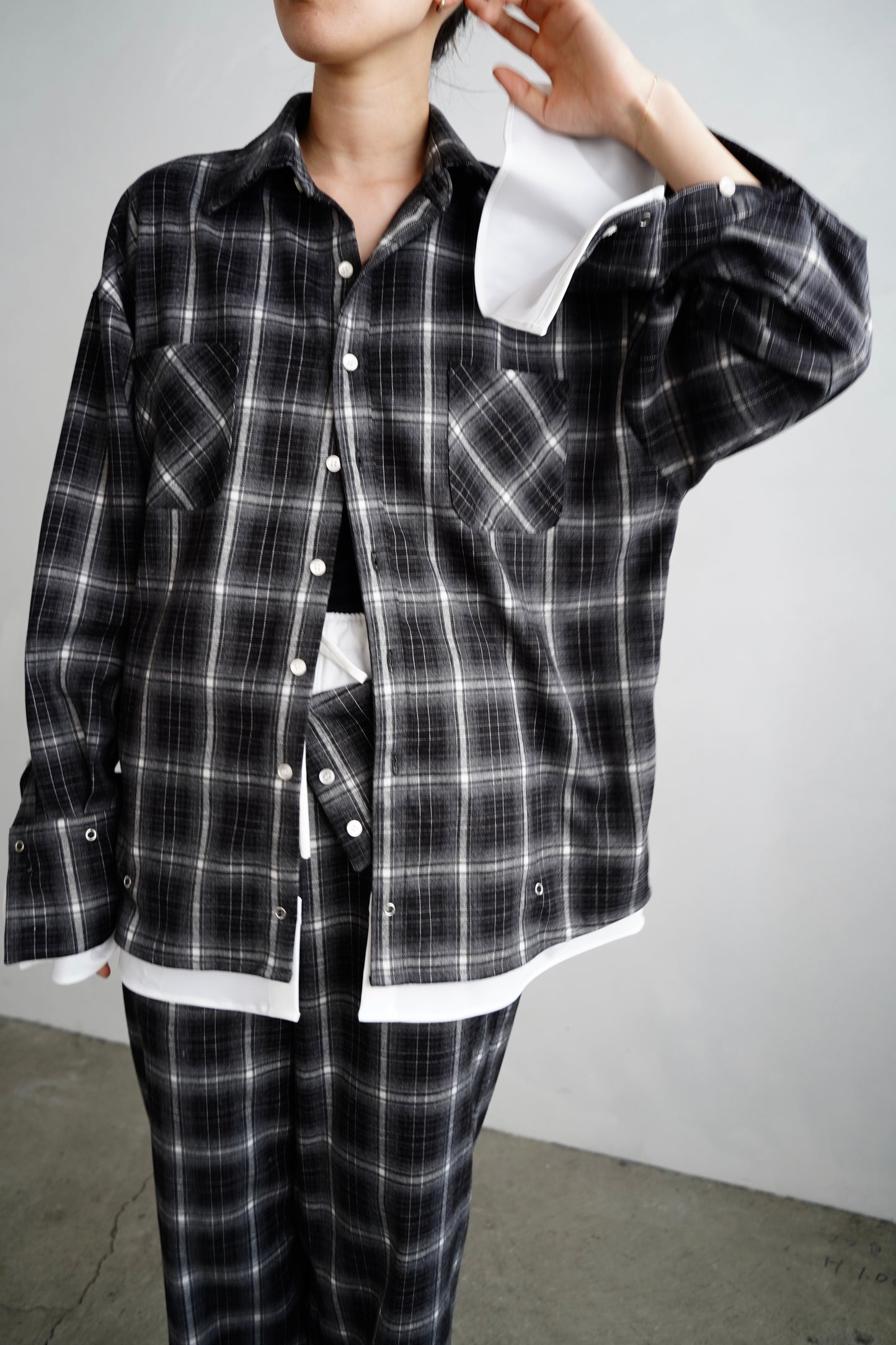Overlay Check Shirt / GRAY -10月13-16日発送-