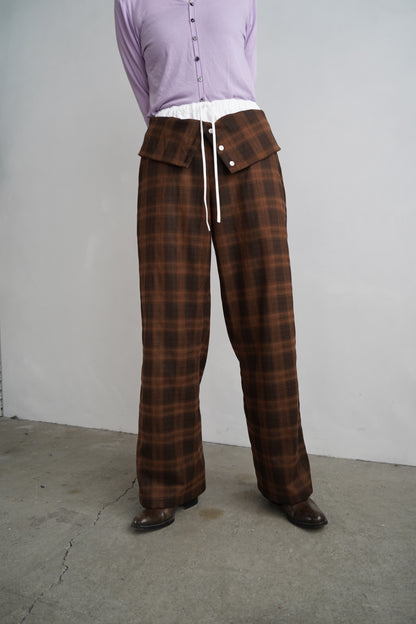 Overlay Check Pants / BROWN -10月13-16日発送-