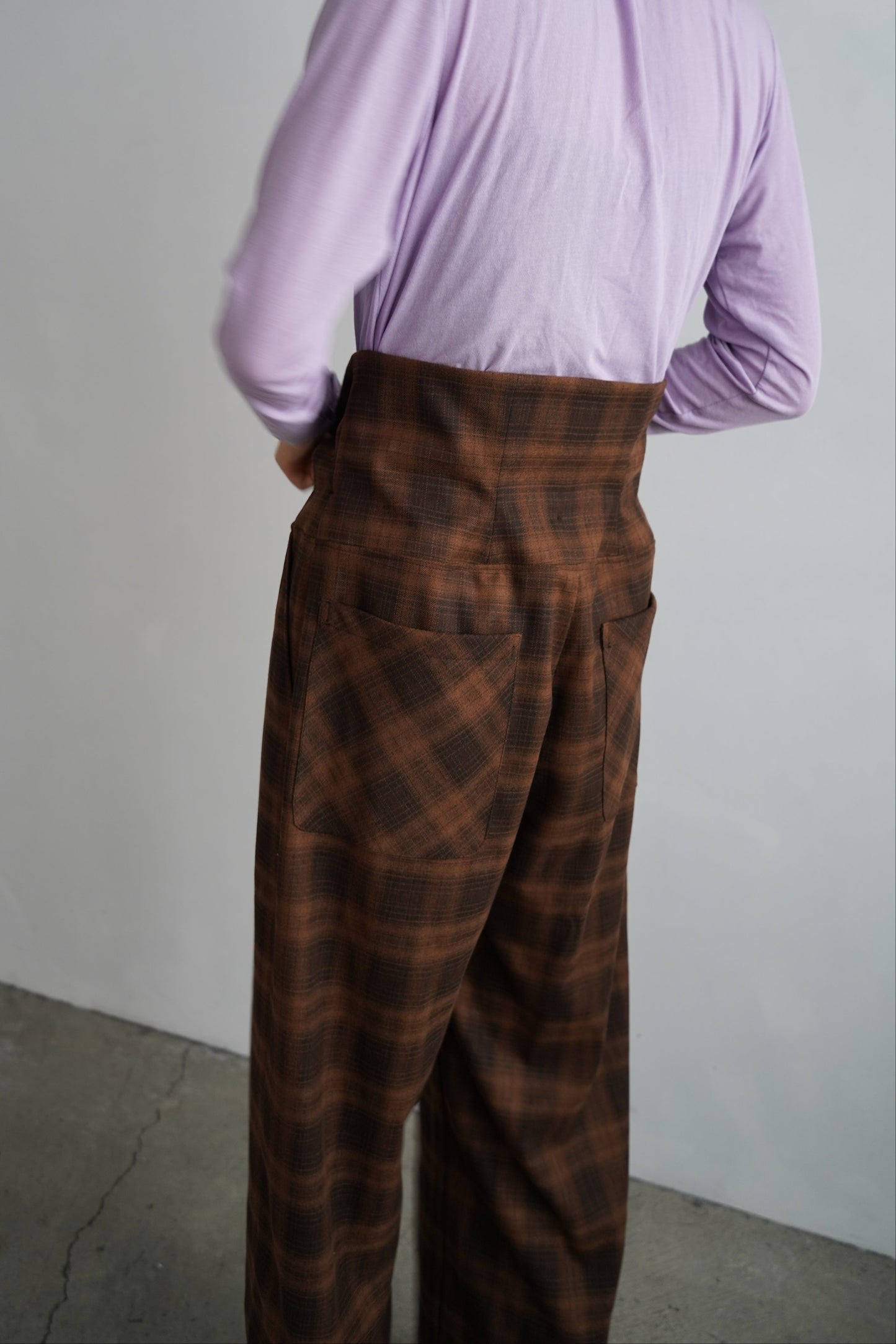 Overlay Check Pants / BROWN -10月13-16日発送-