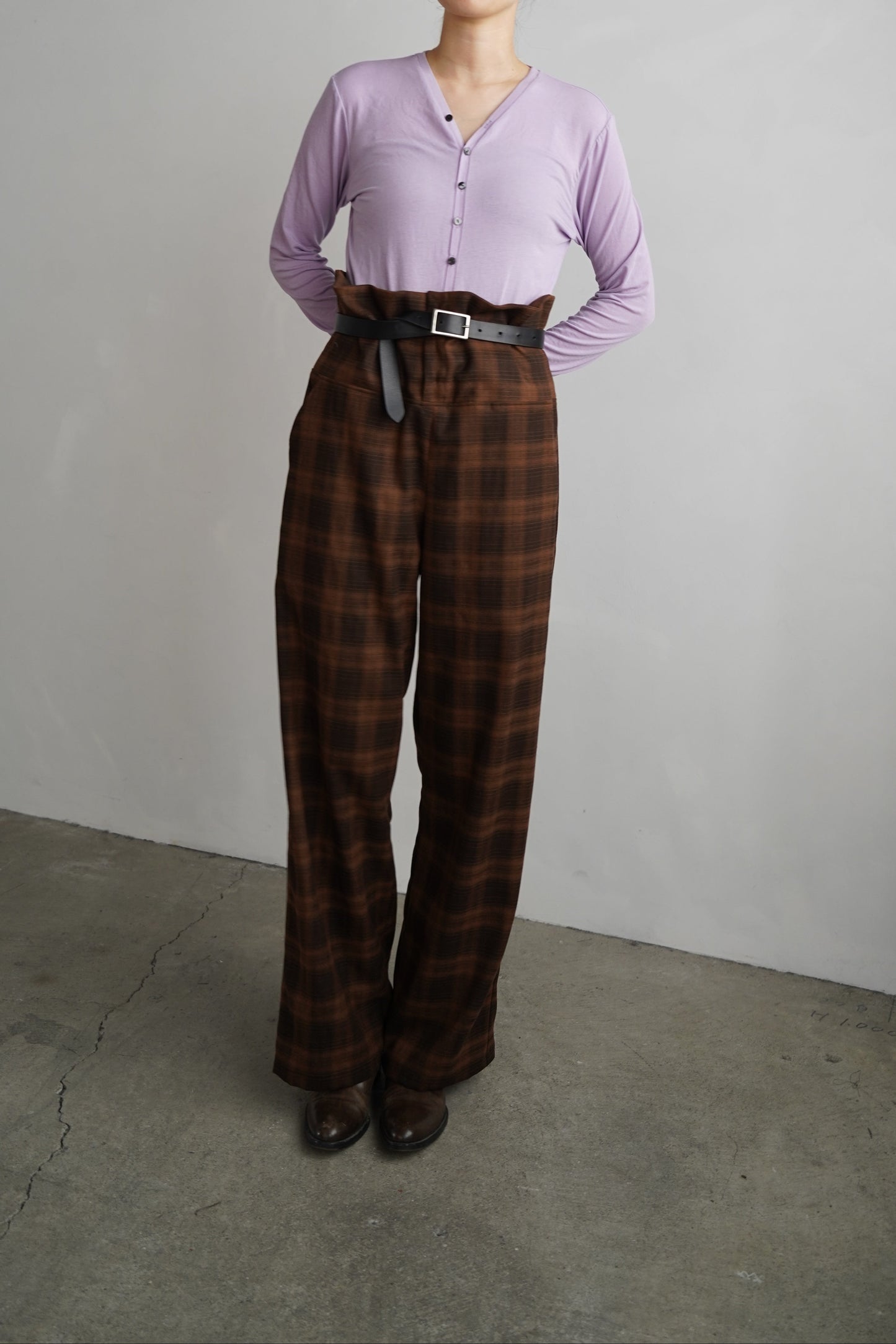 Overlay Check Pants / BROWN -10月13-16日発送-