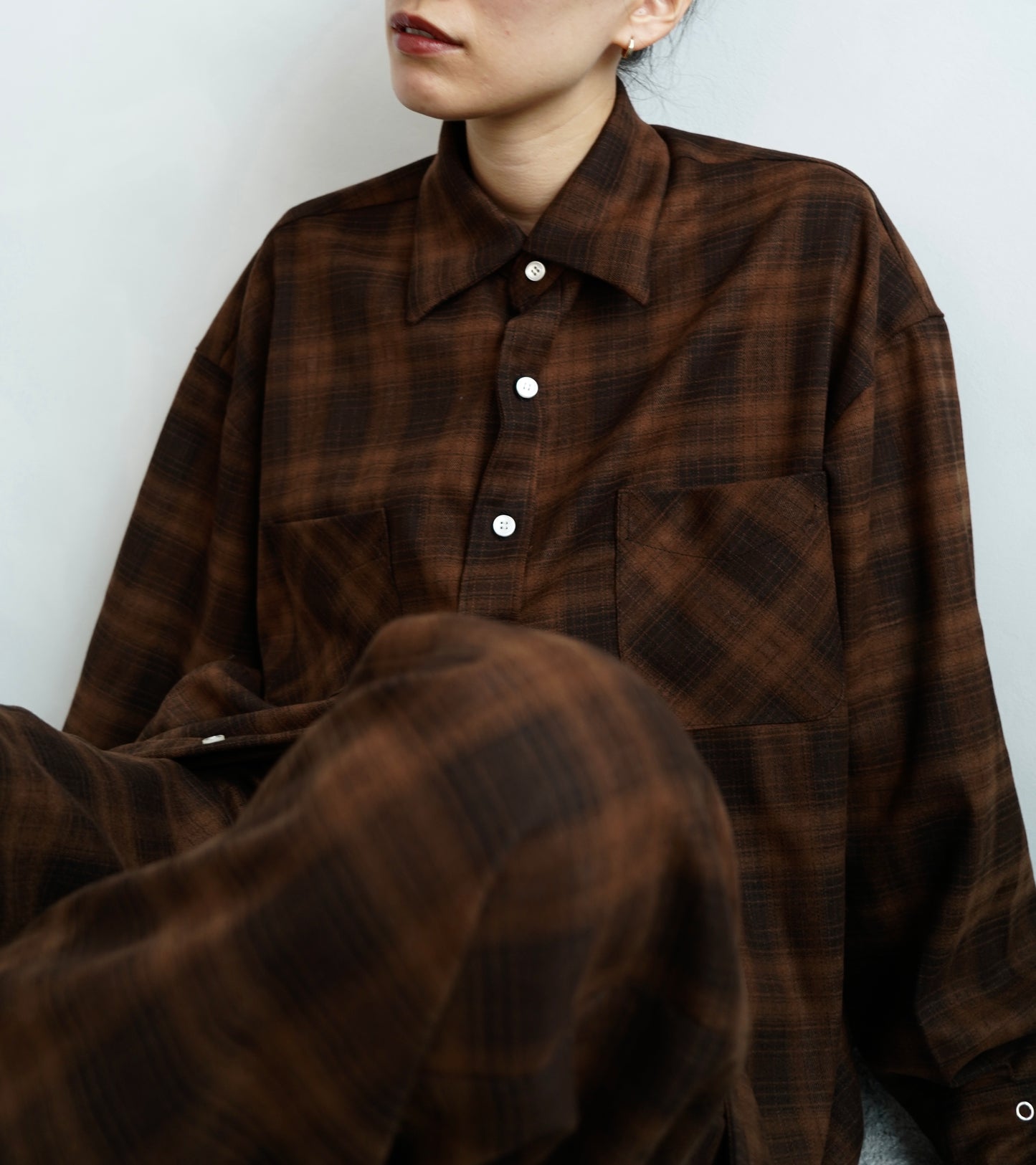Overlay Check Shirt / BROWN -10月13-16日発送-