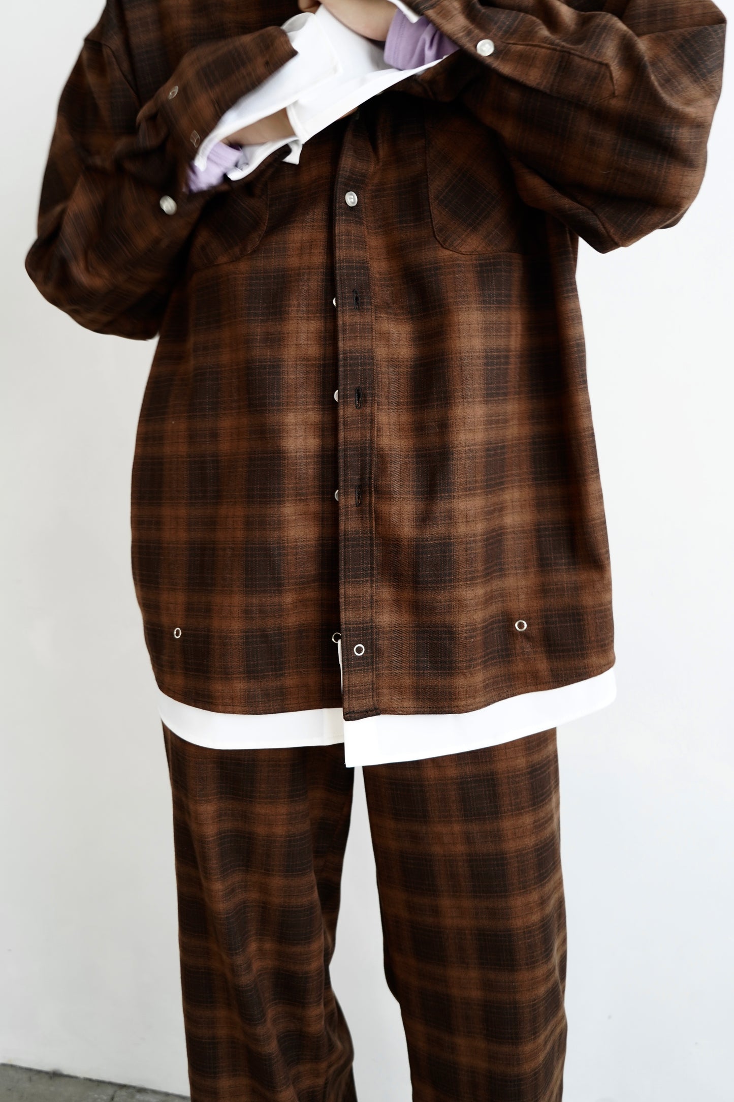 Overlay Check Pants / BROWN -10月13-16日発送-