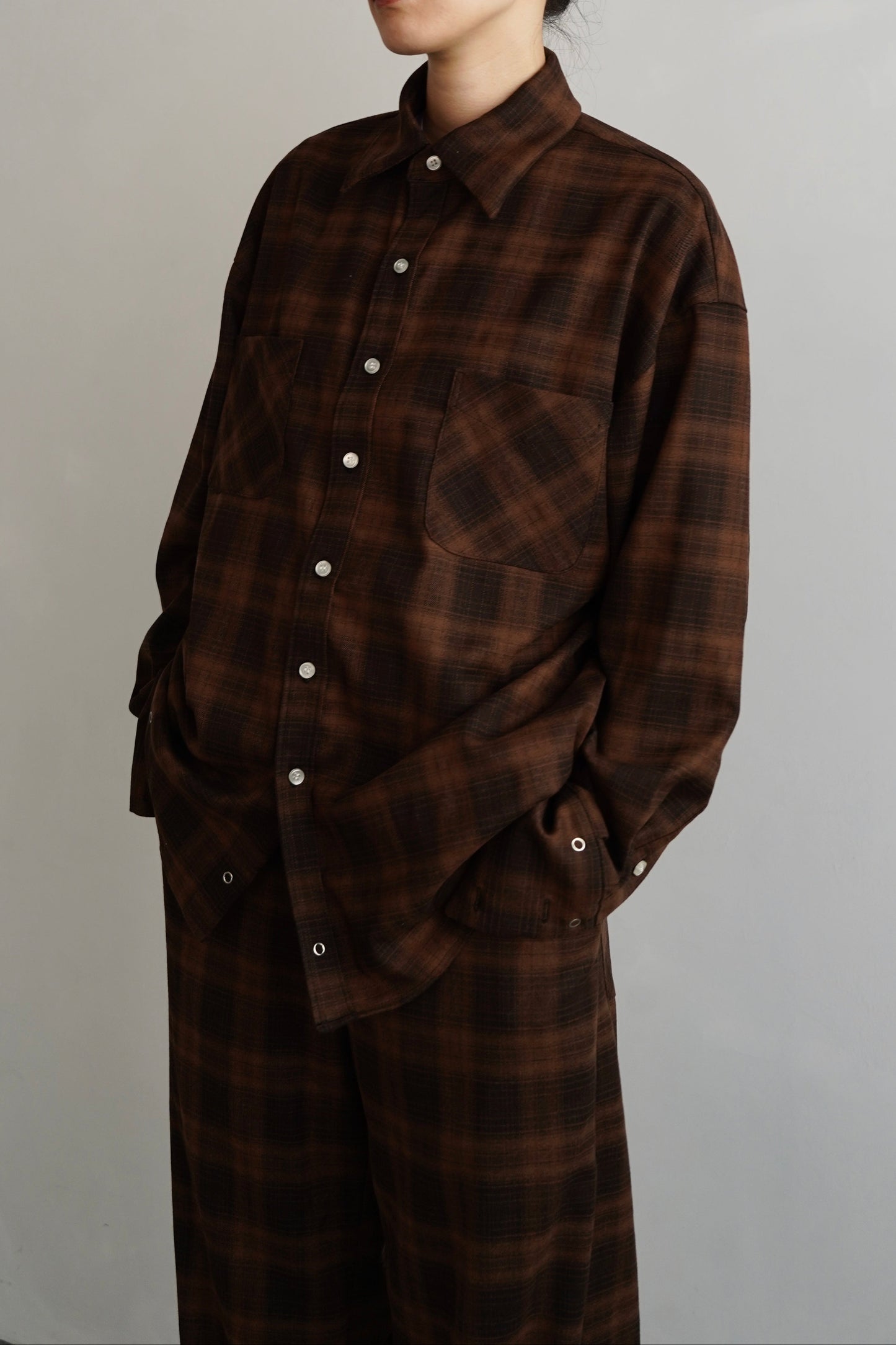 Overlay Check Shirt / BROWN -10月13-16日発送-