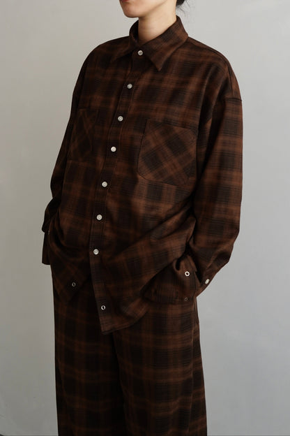Overlay Check Shirt / BROWN -10月13-16日発送-