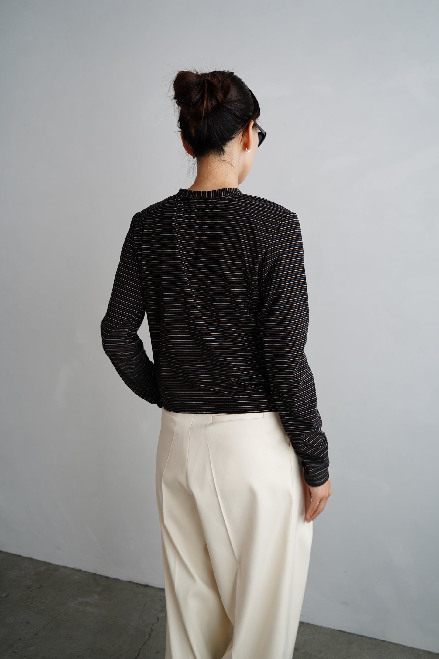 Plush Multi Border Cardigan / BLACK -10月5-10日発送-