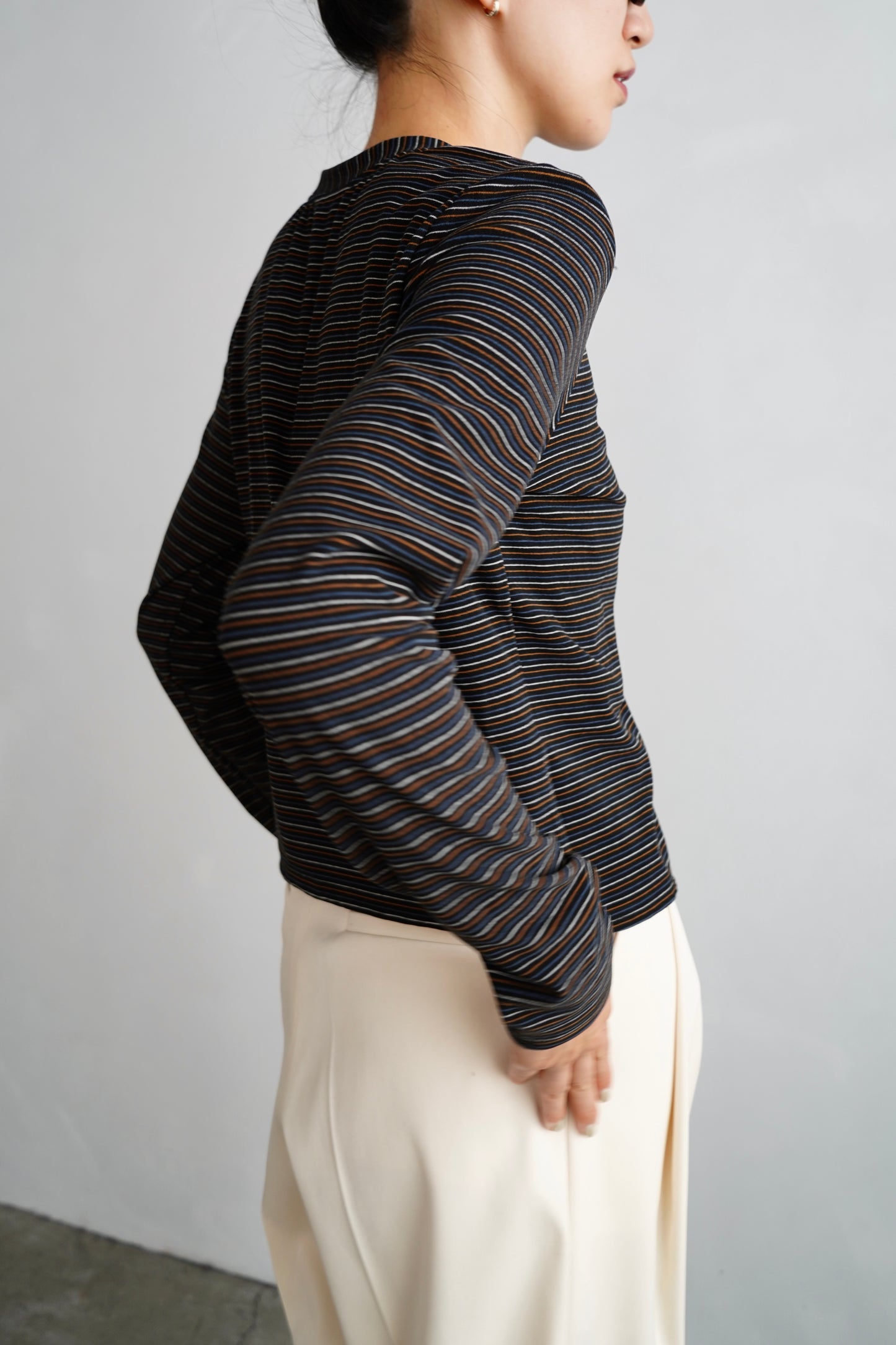 Plush Multi Border Cardigan / BLACK -10月5-10日発送-