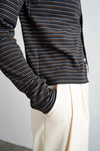 Plush Multi Border Cardigan / BLACK -10月5-10日発送-