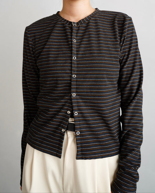 Plush Multi Border Cardigan / BLACK -10月5-10日発送-