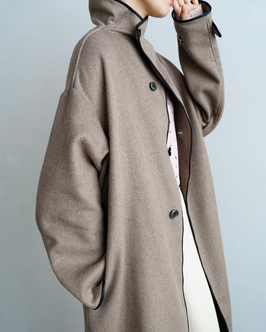 Piping Wool Coat / BROWN -11月上旬発送-