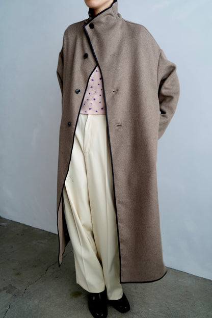 Piping Wool Coat / BROWN -11月上旬発送-