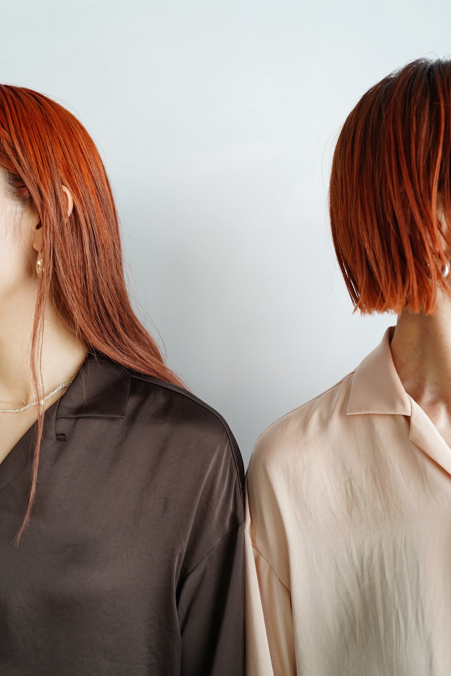 Open Collar Satin Shirts / BROWN -5月23-28日発送-