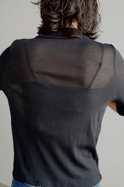 Sheer Polo Shirt / NAVY