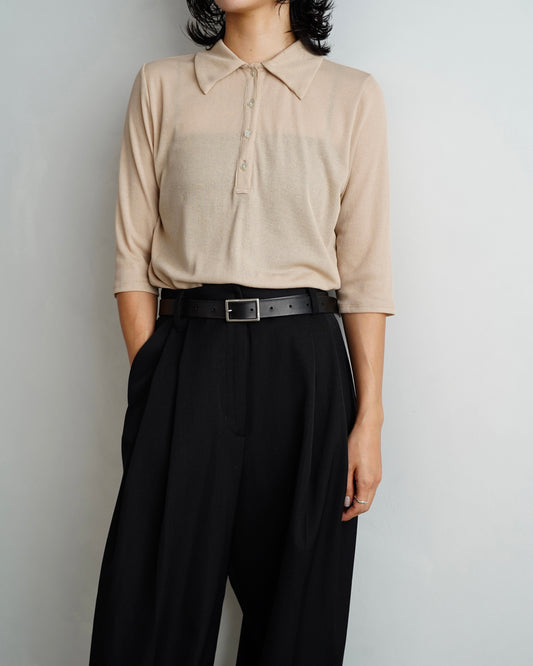Sheer Polo Shirt / BEIGE