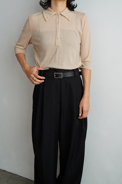 Sheer Polo Shirt / BEIGE