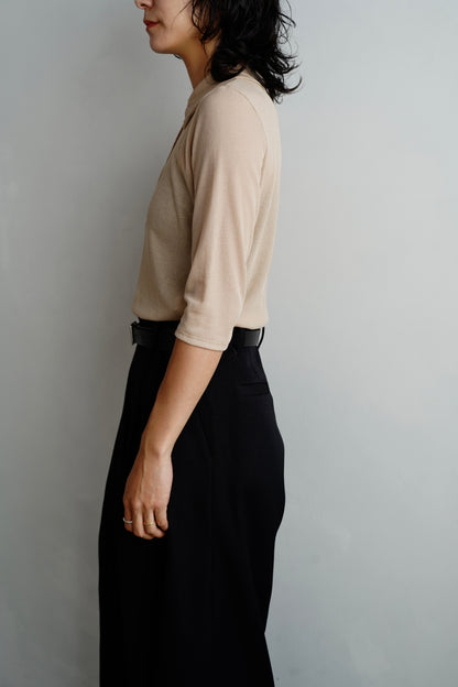 Sheer Polo Shirt / BEIGE