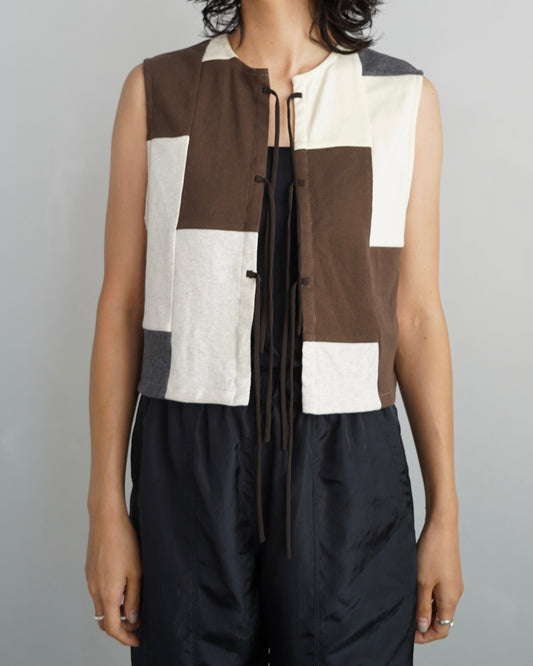 Patchwork Vest / IVORYBROWN -8月20-25日発送-