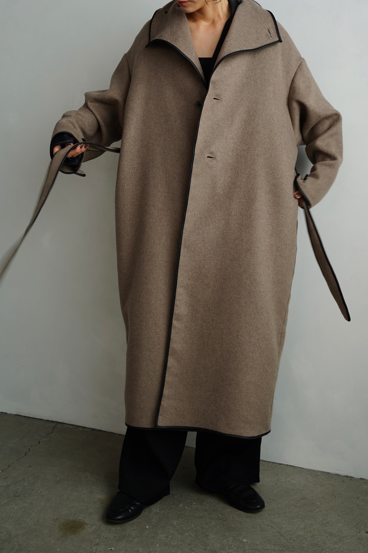 Piping Wool Coat / BROWN -11月上旬発送-