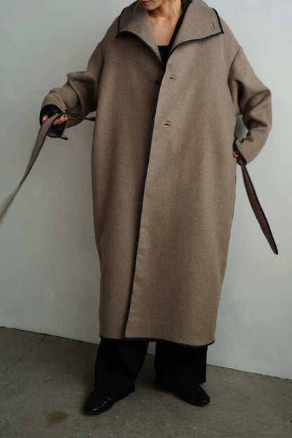 Piping Wool Coat / BROWN -11月上旬発送-