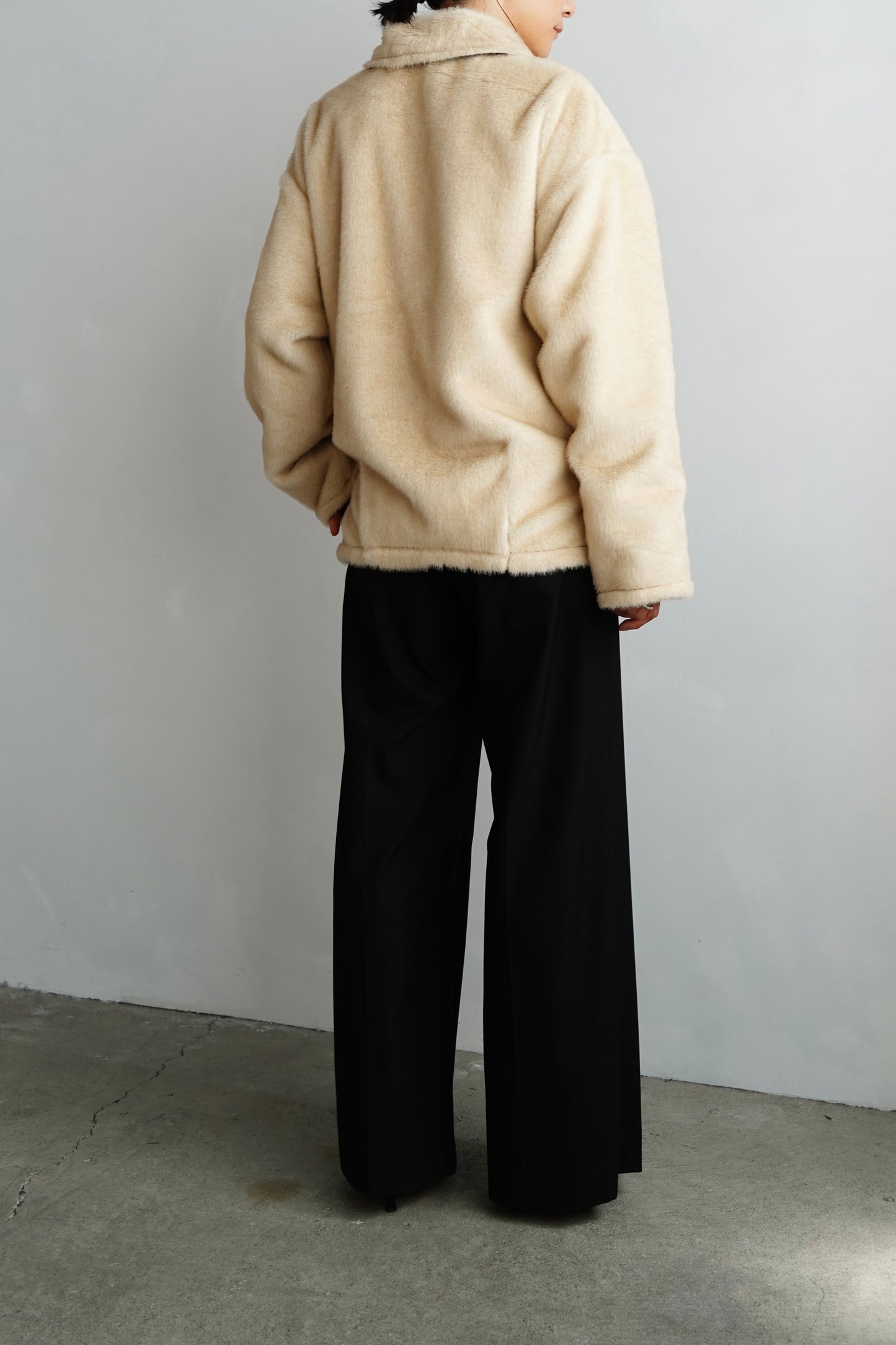 Reversible Fur Nylon Blouson / BLACKCREAM