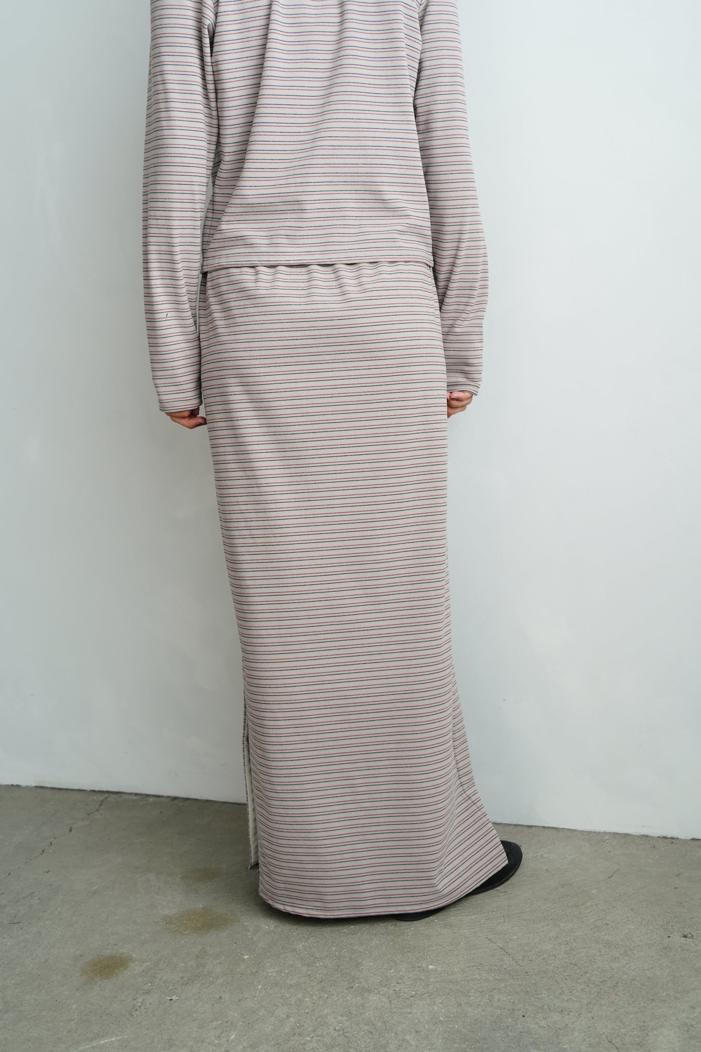 Plush Multi Border Skirt / GRAY -10月5-10日発送-