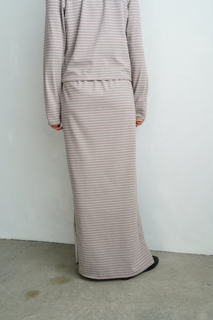 Plush Multi Border Skirt / GRAY -10月5-10日発送-