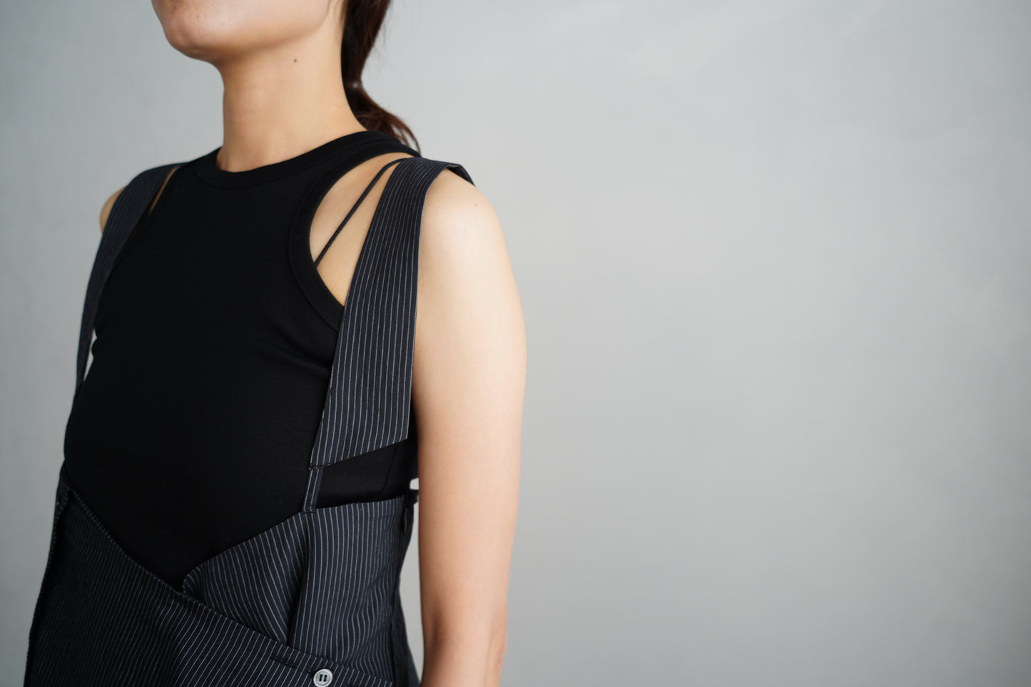 Wrap Stripe Dress / BLACK