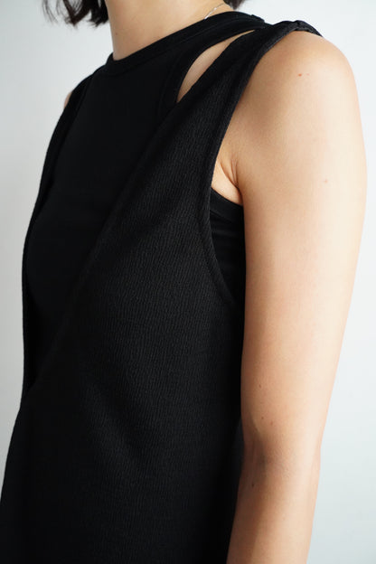 Vneck Jersey Dress / BLACK -9月15-20日発送-