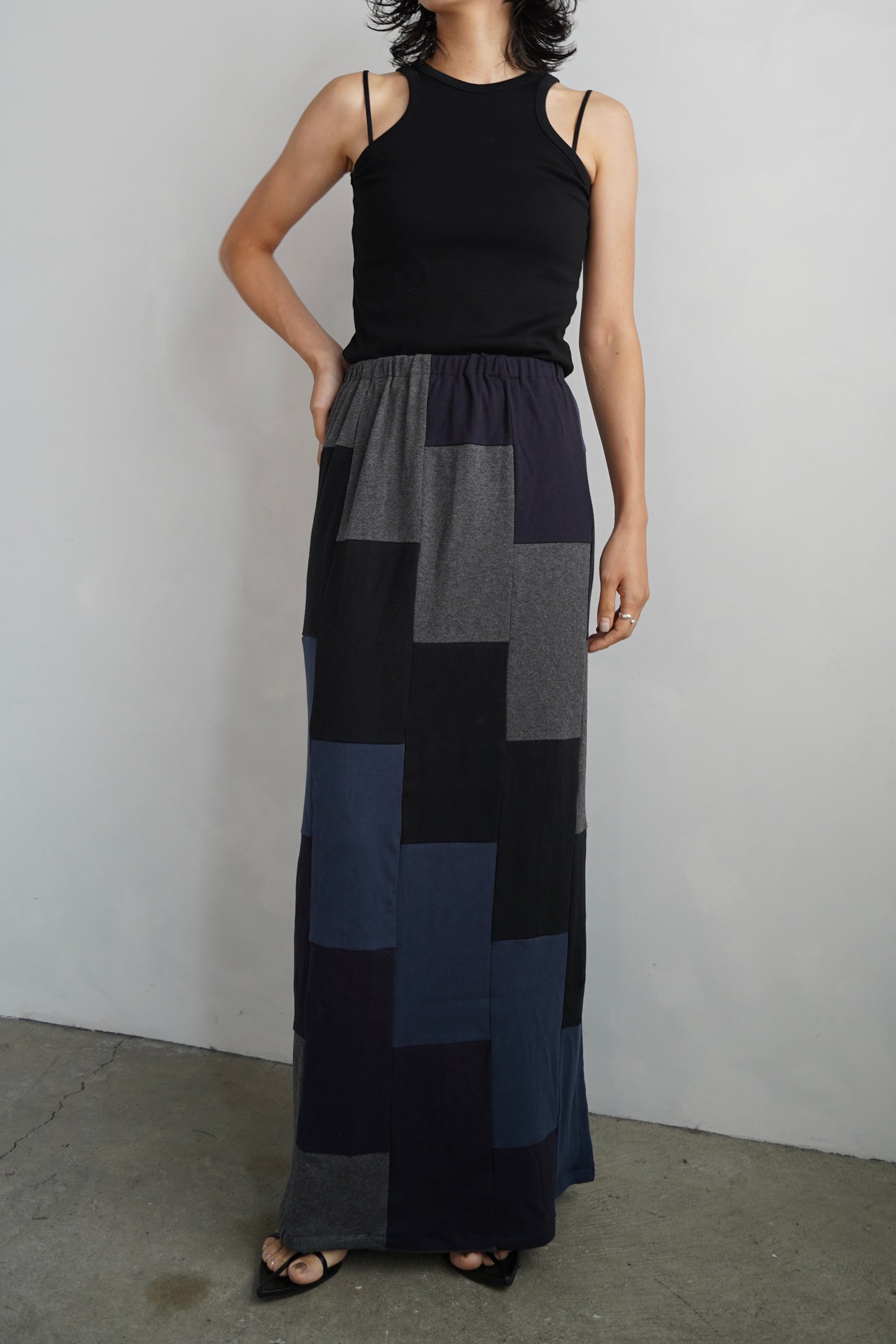 Patchwork Skirt / NAVYBLACK -8月5-10日発送-
