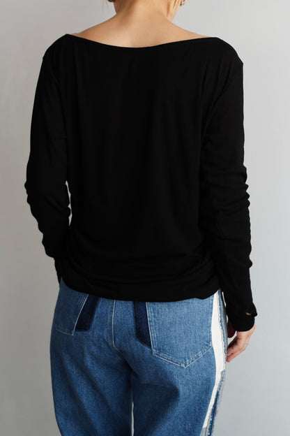 Shirring Pullover / BLACK