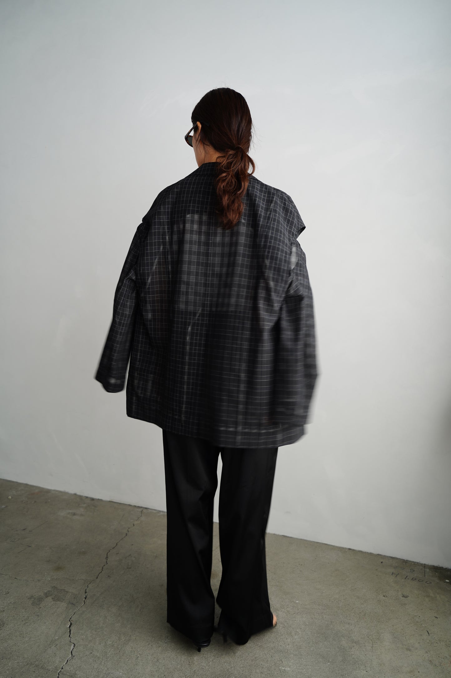 Sheer Plaid Multi Jacket / BLACK