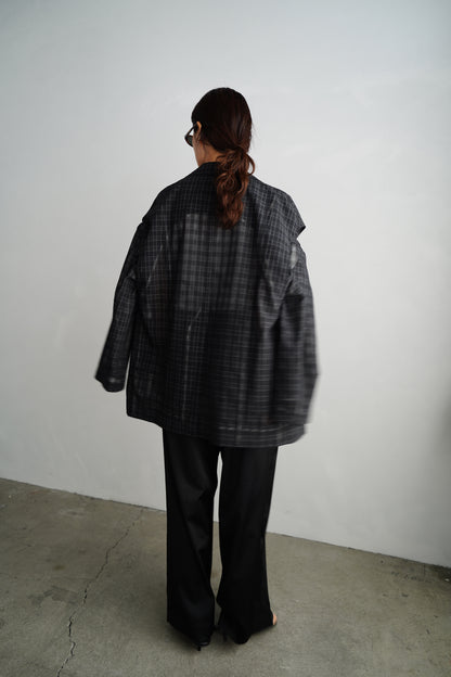 Sheer Plaid Multi Jacket / BLACK