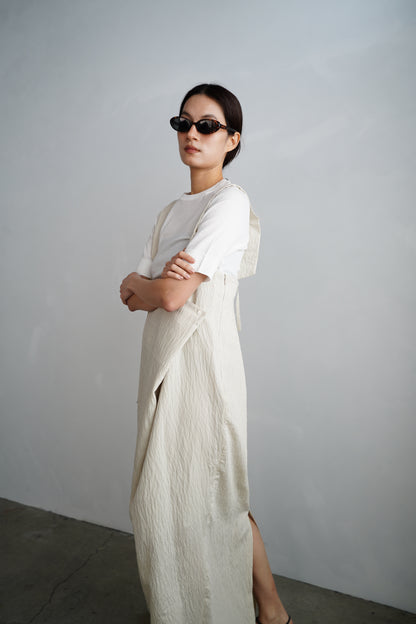 Wrap Stripe Dress / BEIGE -4月30日発送-