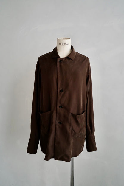 Fibril Chambray Shirts Jacket / BROWN -9月30日発送-