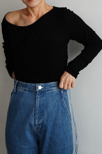 Shirring Pullover / BLACK