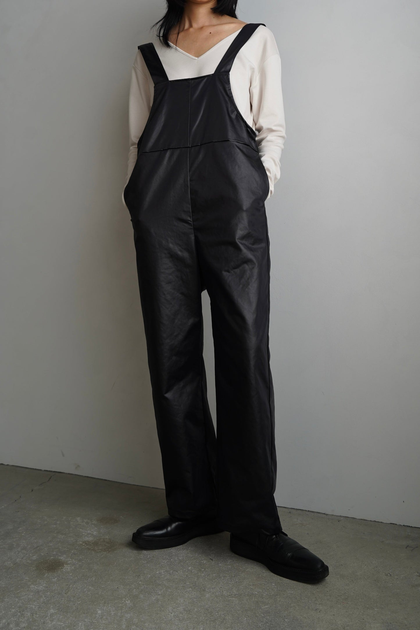 Ecoleather Salopette / BLACK -10月5-10日発送-