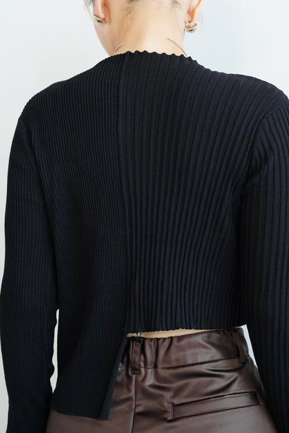 Two-Tone Knit Cardigan / BLACK -10月20-25日発送-