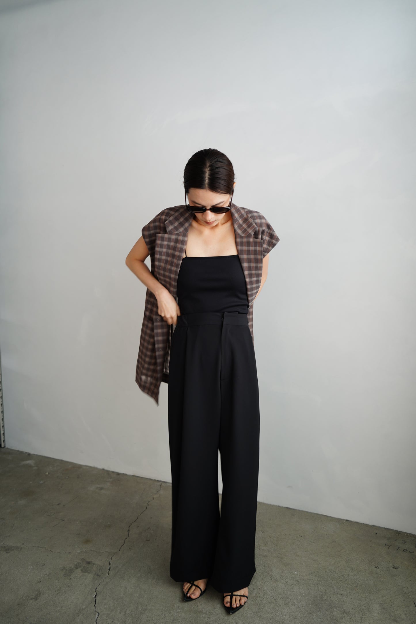 Sheer Plaid Multi Jacket / BROWN