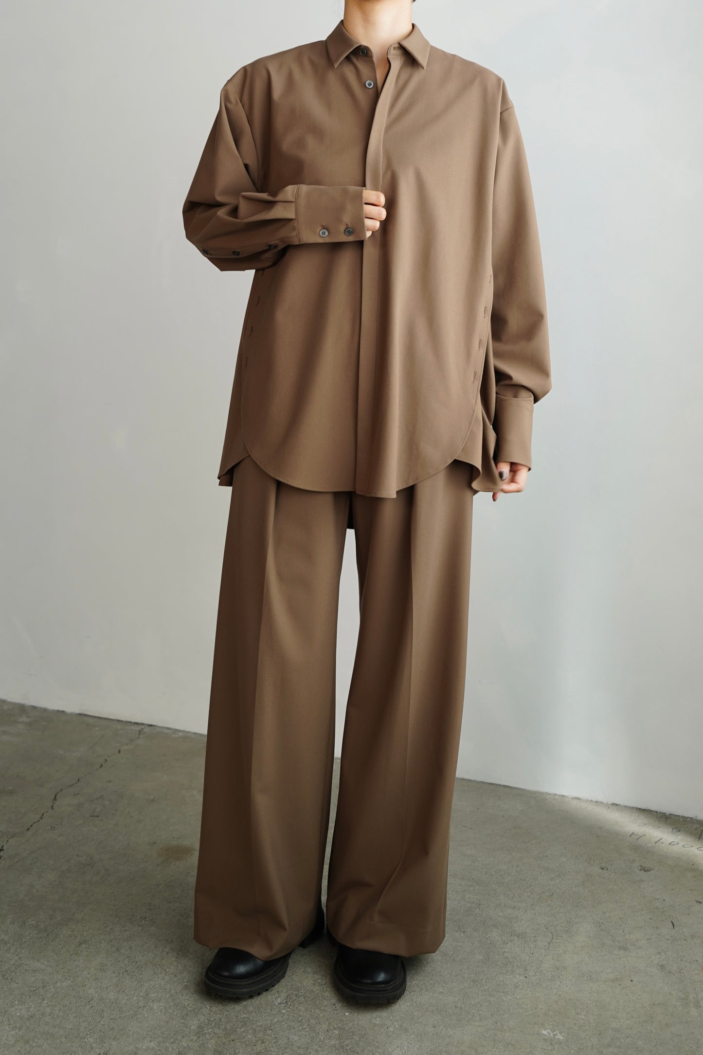 Side Button Shirts / BROWN -10月17日発送-