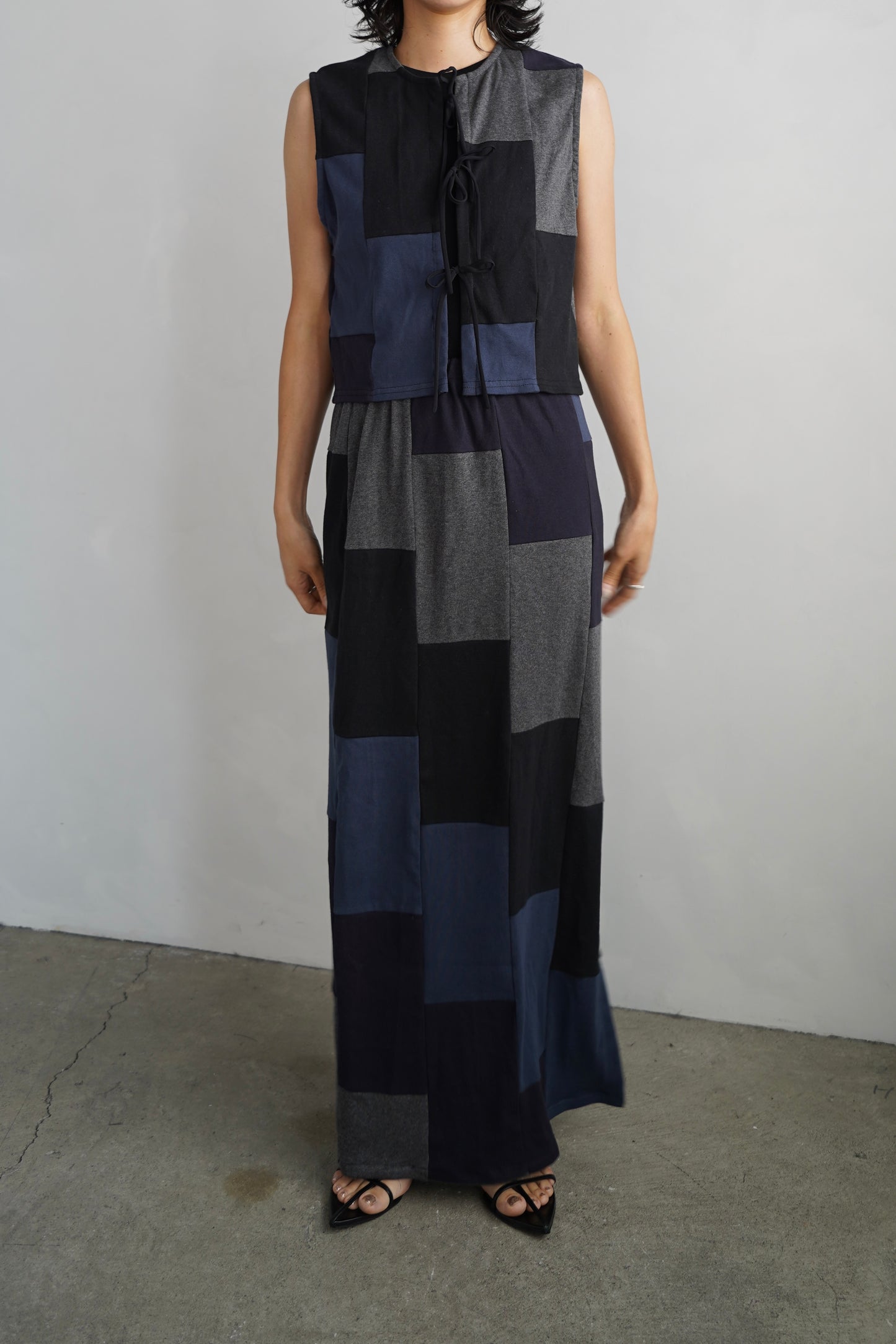 Patchwork Vest / NAVYBLACK -8月5-10日発送-