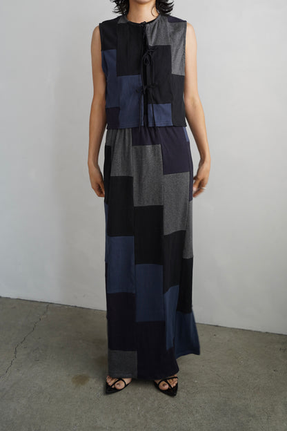 Patchwork Vest / NAVYBLACK -8月5-10日発送-