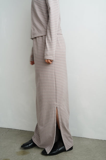 Plush Multi Border Skirt / GRAY -10月5-10日発送-