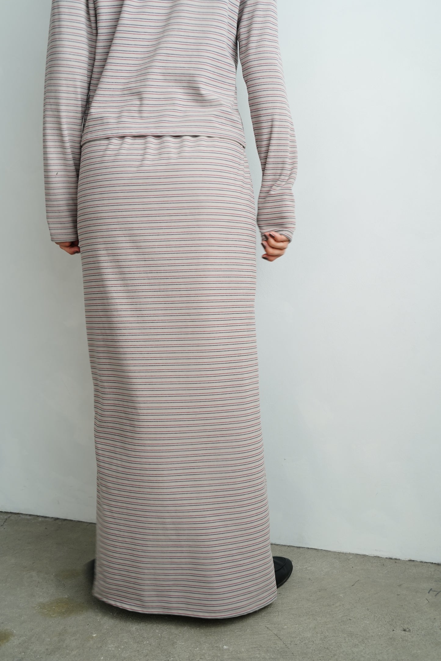 Plush Multi Border Skirt / GRAY -10月5-10日発送-