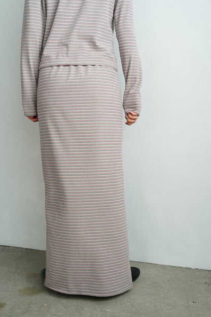 Plush Multi Border Skirt / GRAY -10月5-10日発送-