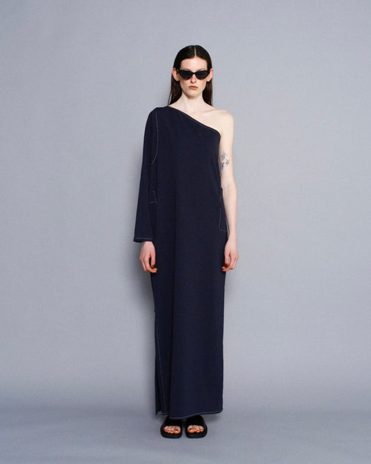 Oneshoulder Dress / NAVY -6月13-18日発送-
