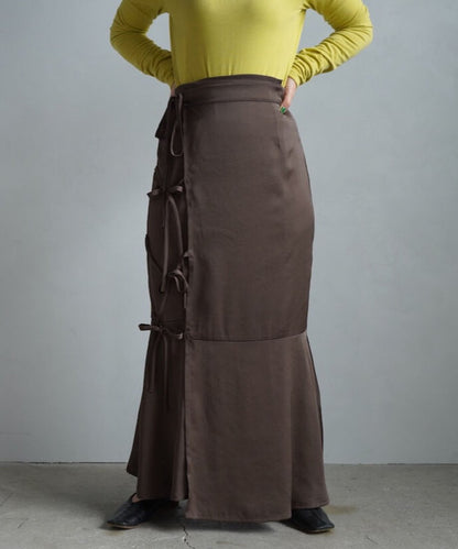 【SAMPLE SALE】Satin Mermaid Wrap Skirt/BROWN(身長162㎝丈)